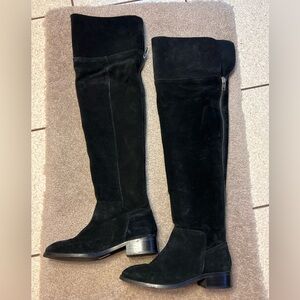Black Suede Over-the-Knee Boots